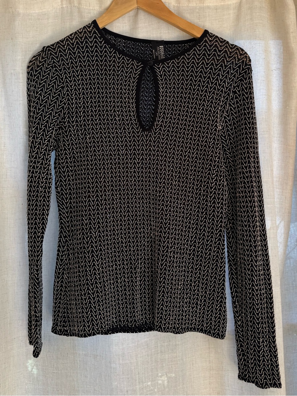 Wolford Black Chevron Knit Long-Sleeve Top